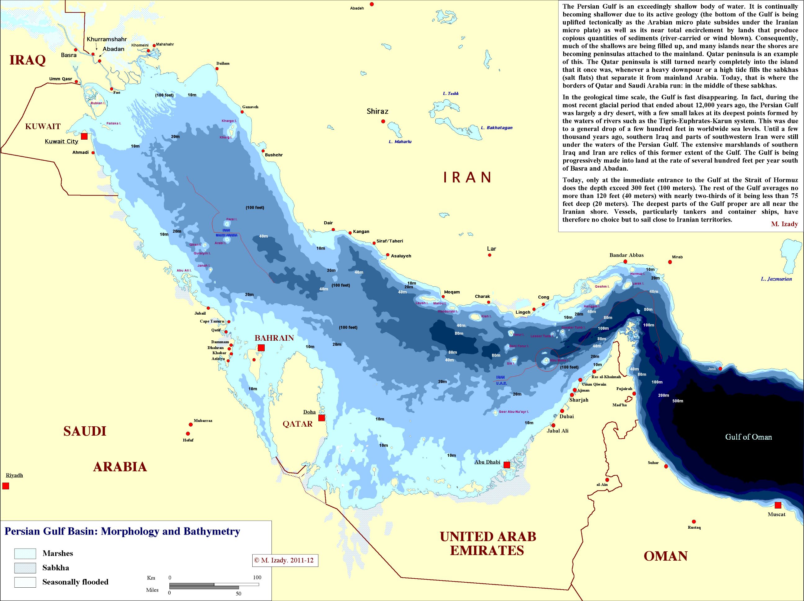 Карта дна Персидского залива