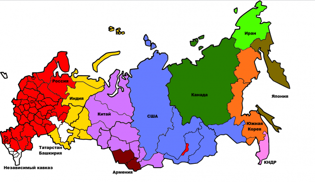 Карта разделения россии между странами