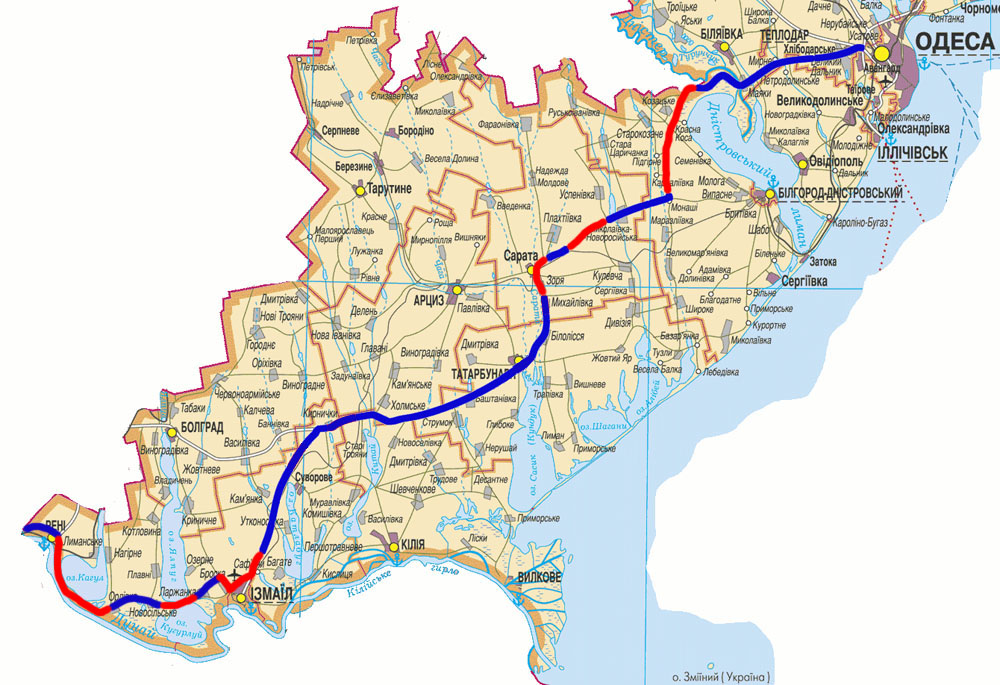 Карта одесской области подробная с городами