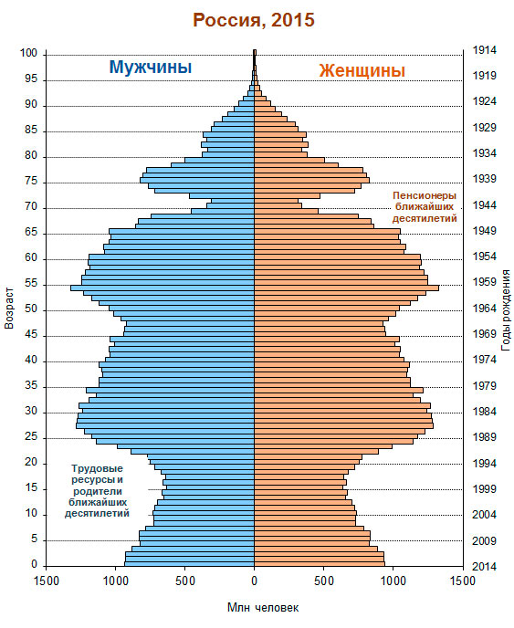 Возрастно половая диаграмма россии