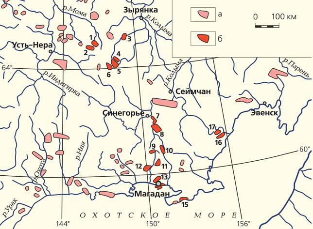 Карта падения метеоритов