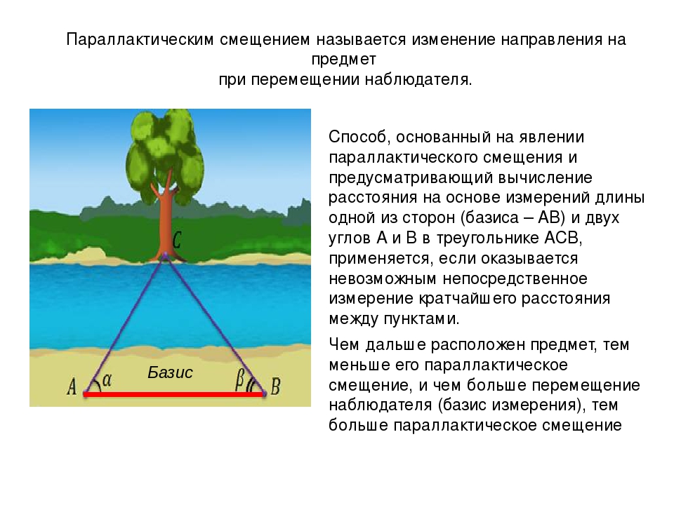 Взаимодействие на определенном расстоянии. Определение расстояний и размеров тел в солнечной системе. Явление параллактического смещения предусматривает вычисление. Параллакс и параллактическое смещение. Параллактический способ измерения расстояний в солнечной системе.