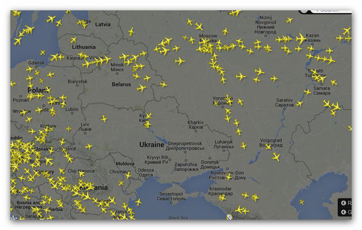 Карта полетов над россией