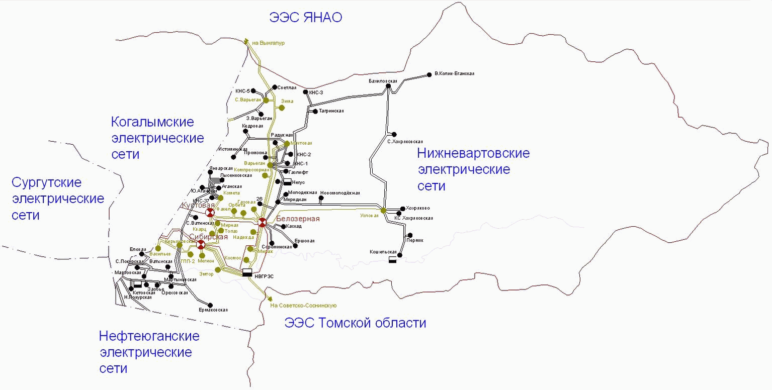 Карта электрических подстанций